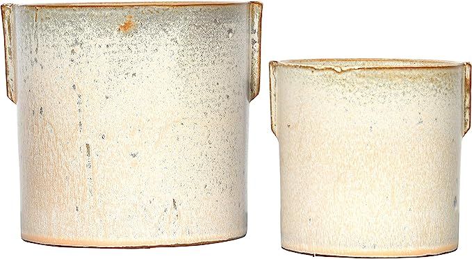 Creative Co-Op Champagne Color Stoneware Planter with Reactive Glaze, Set of 2 Pot | Amazon (US)