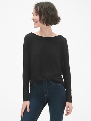 Softspun Mix-Fabric Long Sleeve Top | Gap US