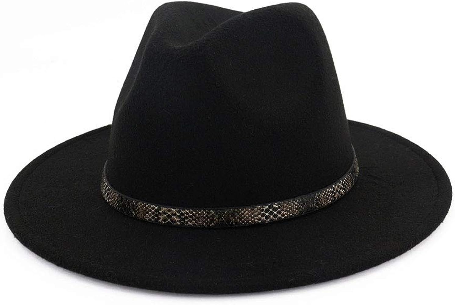 Men & Women Retro Wide Brim Felt Fedora Panama Hat with Belt | Amazon (US)