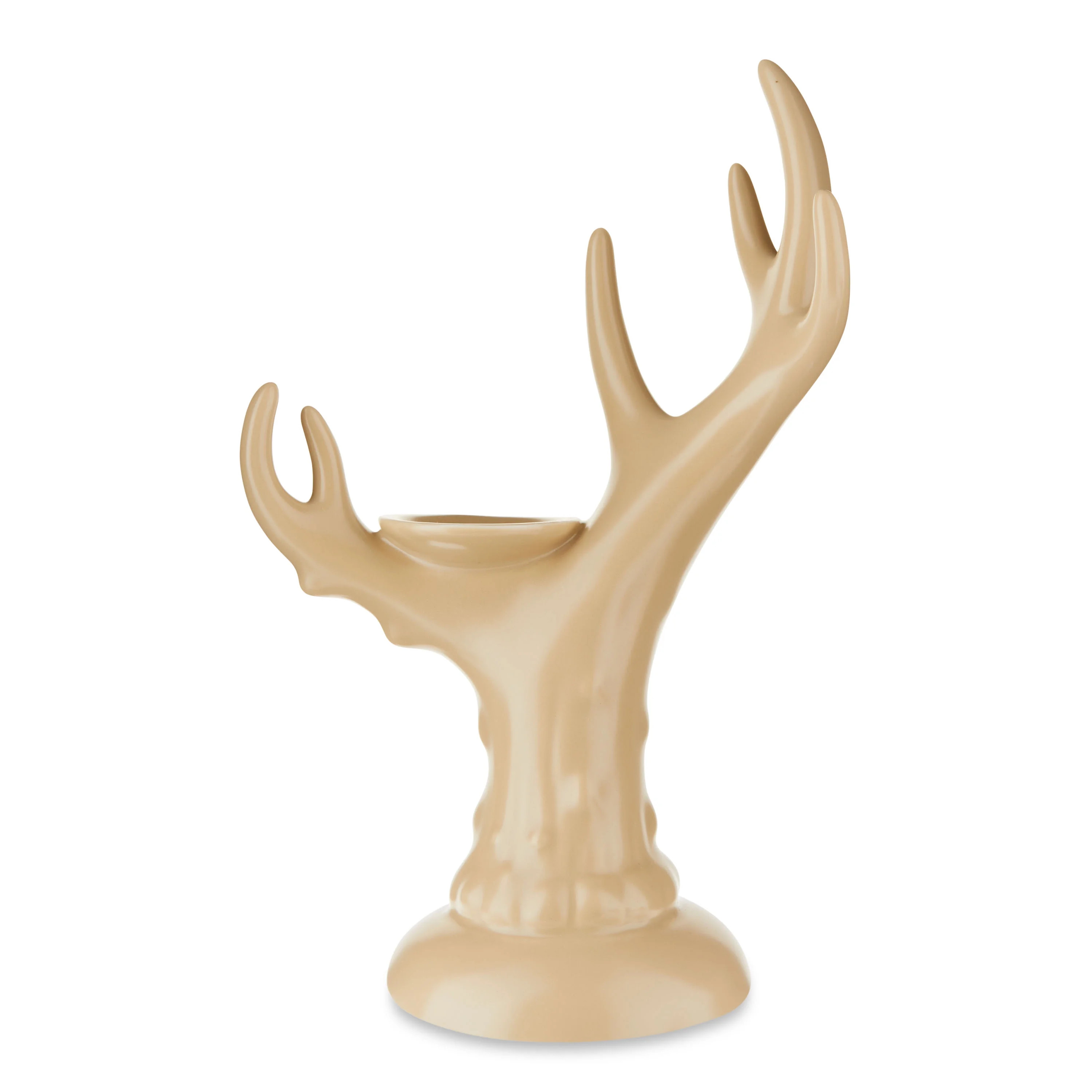 Beige Ceramic Deer Antler Pedestal Candleholder, 9.25", by Holiday Time | Walmart (US)
