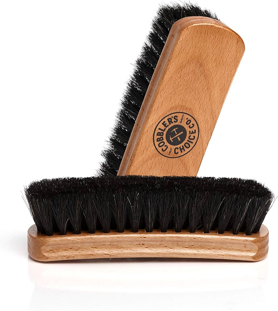 Premium Shoe Brush - Horsehair Shoe Brush - Concaved Handle for Premium Grip, Tan | Amazon (US)