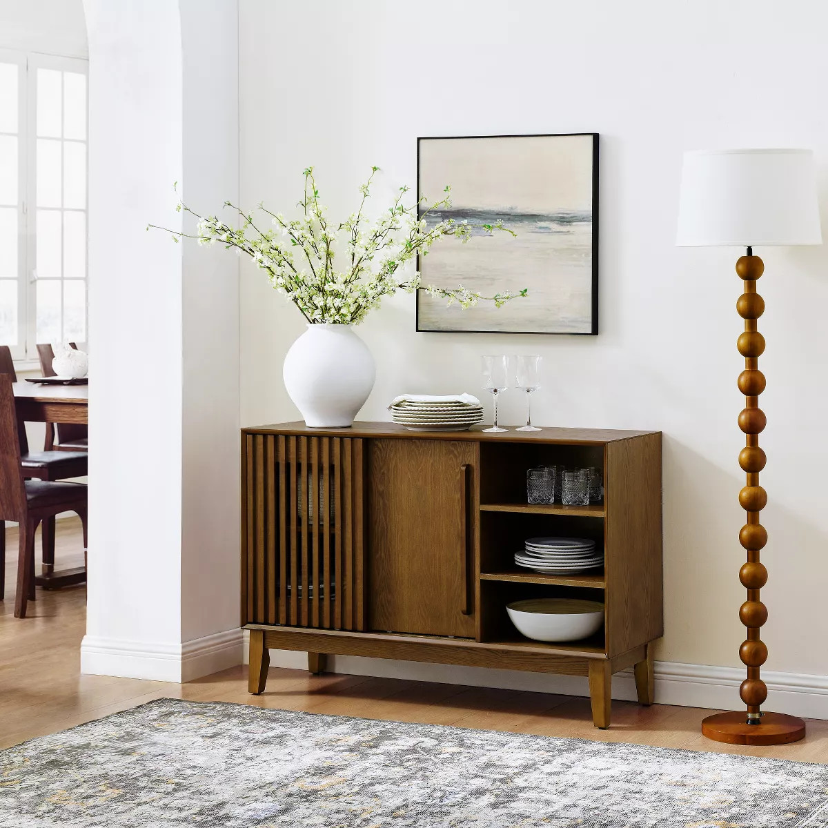 KTMBDW 47.3" Sideboard Buffet Cabinet with Storage, Fluted Sideboard with 2 Doors & Solid Wood Fe... | Target