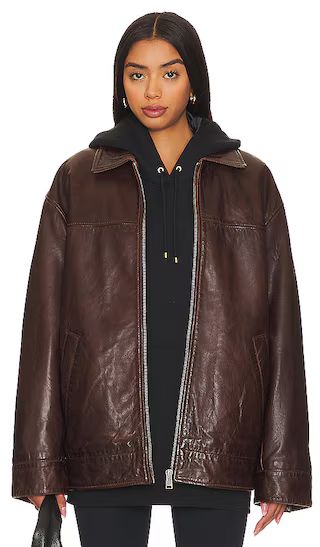 Theia Jacket in Dark Brown | Revolve Clothing (Global)