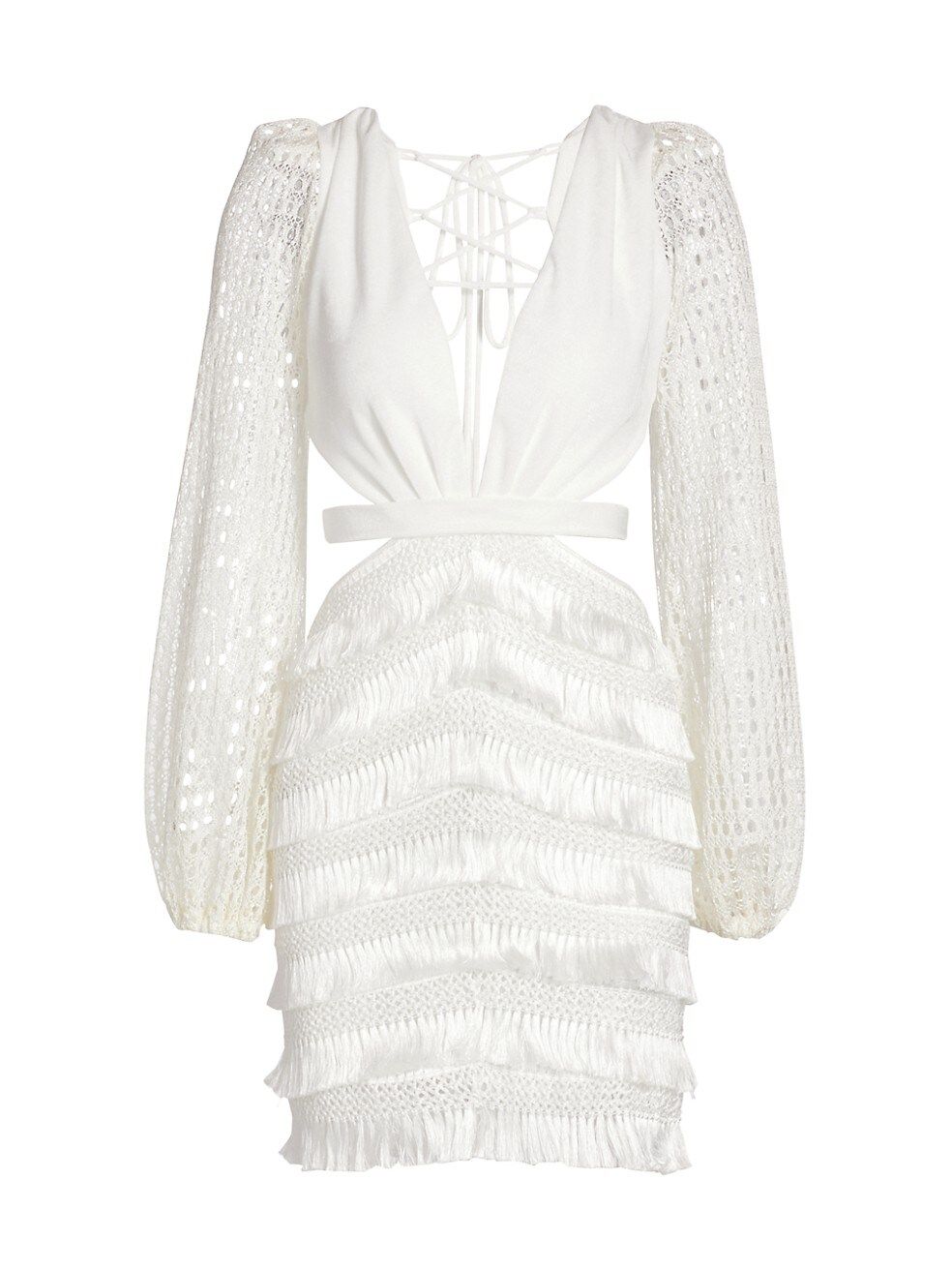 Eyelet & Fringe Mini Dress | Saks Fifth Avenue