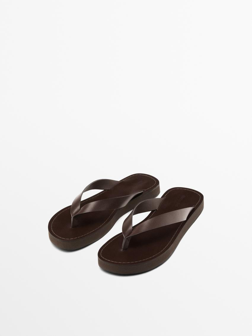 Flat leather sandals | Massimo Dutti US