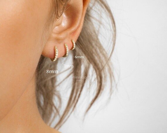Huggie Hoop Earrings • gold conch hoop • cartilage hoop • hoop earrings • silver pave rin... | Etsy (US)
