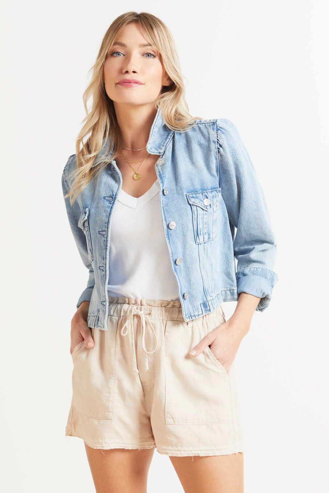 PAIGE Cropped Denim Pacey Jacket | EVEREVE | Evereve