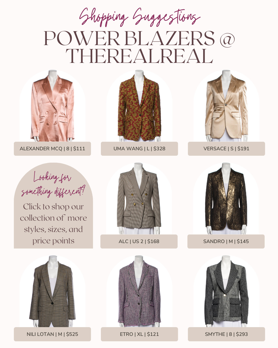 Take back YOUR purchasing power by shopping sustainably through our go-to online consignment shop, TheRealReal.

Visit our products page on LTK to see more sizes, styles, and pricepoints.

Read The Flourish Edit on Substack to learn more about the history of the power blazer! 

 #LTKOver40 #LTKMidsize #LTKWorkwear