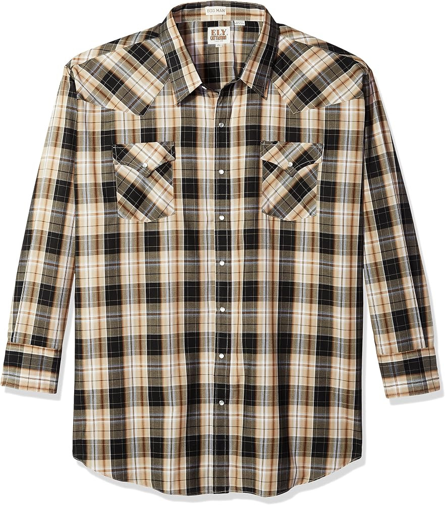 ELY CATTLEMAN Men's Long Sleeve Plaid Western Shirt | Amazon (US)