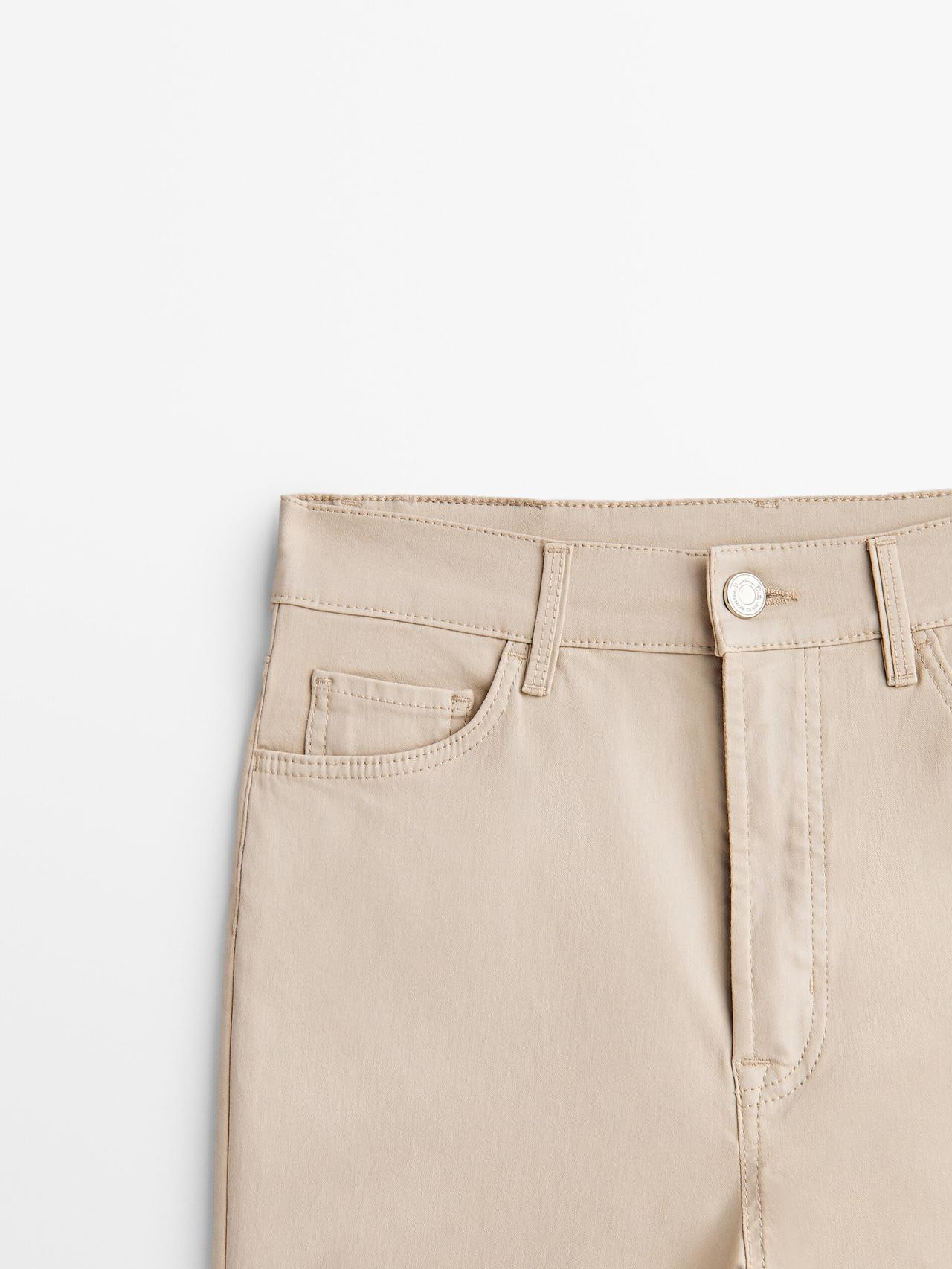 High-waist straight-leg coated trousers | Massimo Dutti US