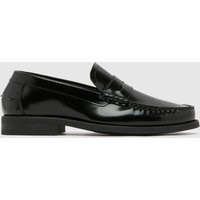 schuh reach box leather loafer shoes in black | Schuh
