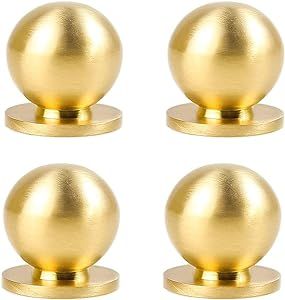 RZDEAL 4pcs Round Solid Brass Pulls Cabinet Drawer Gold Knobs Modern Handles Knobs(1-1/8"x1-3/16/... | Amazon (US)