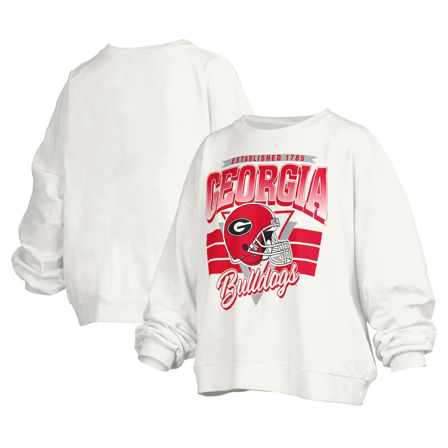 Georgia Bulldogs Pressbox Women's Janice Retro Logo Oversized Pullover Sweatshirt - White | Fanatics
