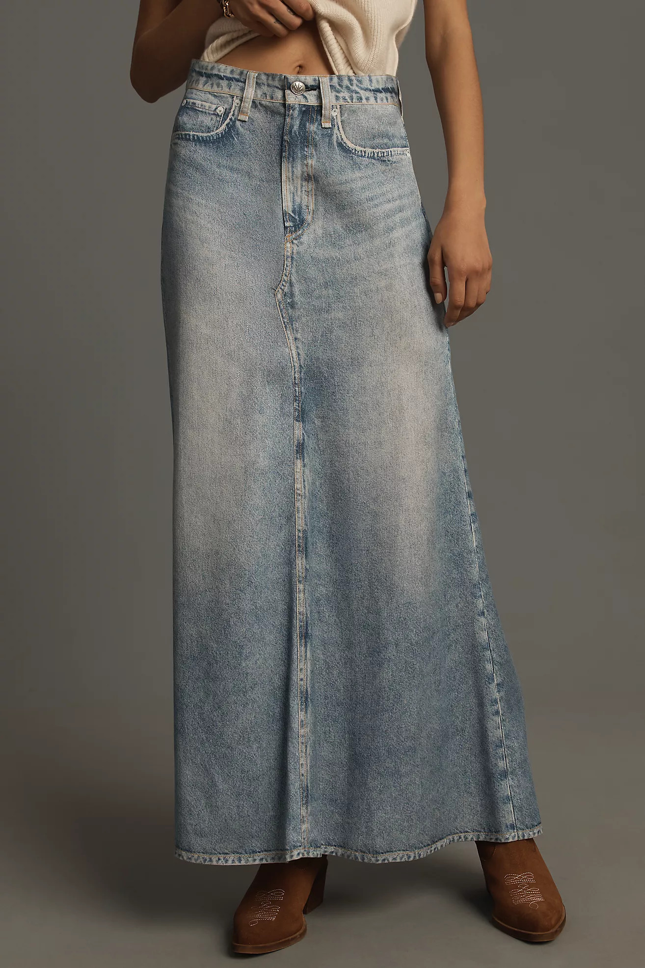 rag & bone Liquid Miramar Denim Maxi Skirt | Anthropologie (US)