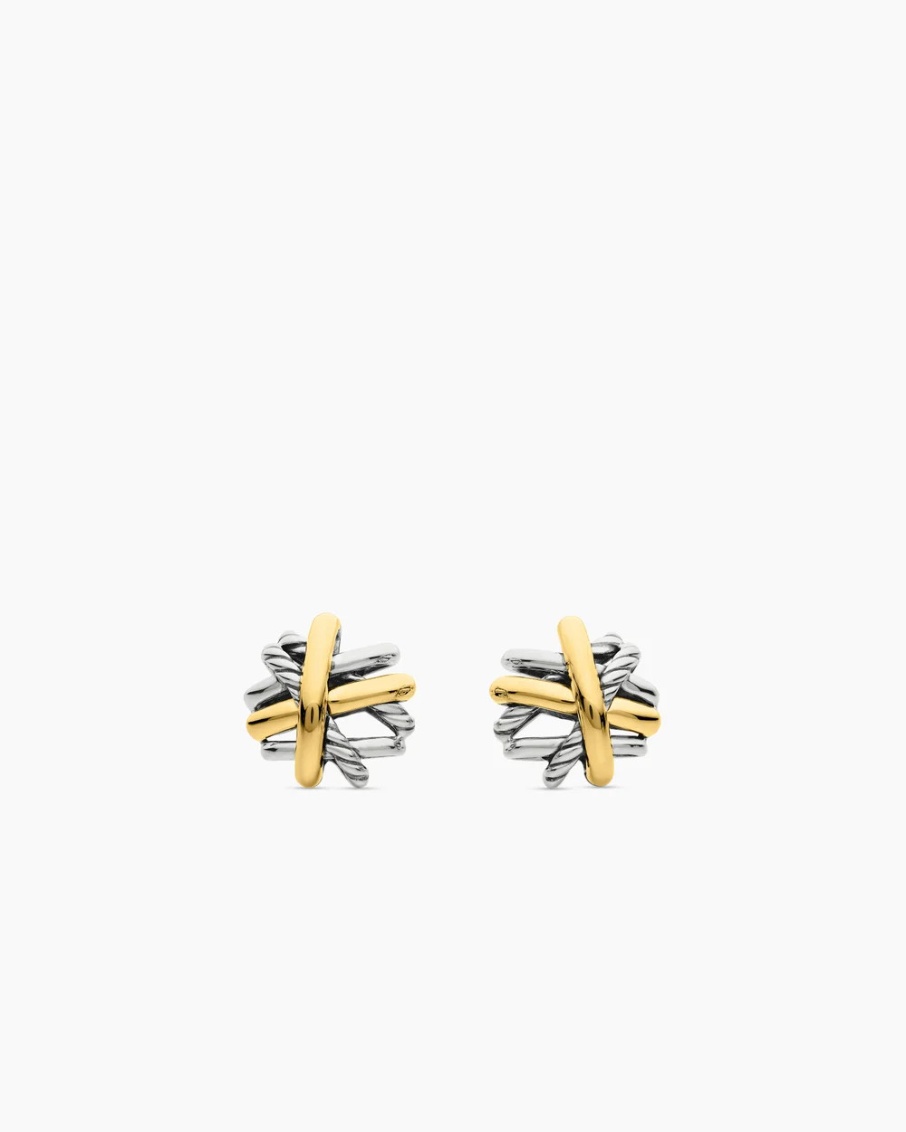 David Yurman | Crossover Stud Earrings in Sterling Silver with 18K Yellow Gold, 11mm | David Yurman