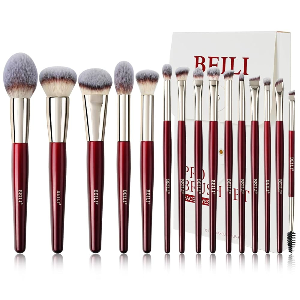 BEILI Makeup Brushes 15Pcs Professional Eyeshadow Brush Set Premium Synthetic Makeup Brushes for ... | Amazon (US)