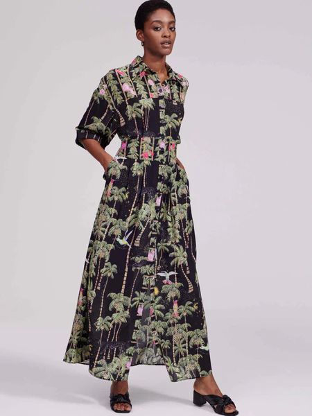 Beija-Flor Silk Maxi Shirt Dress | Hayley Menzies
