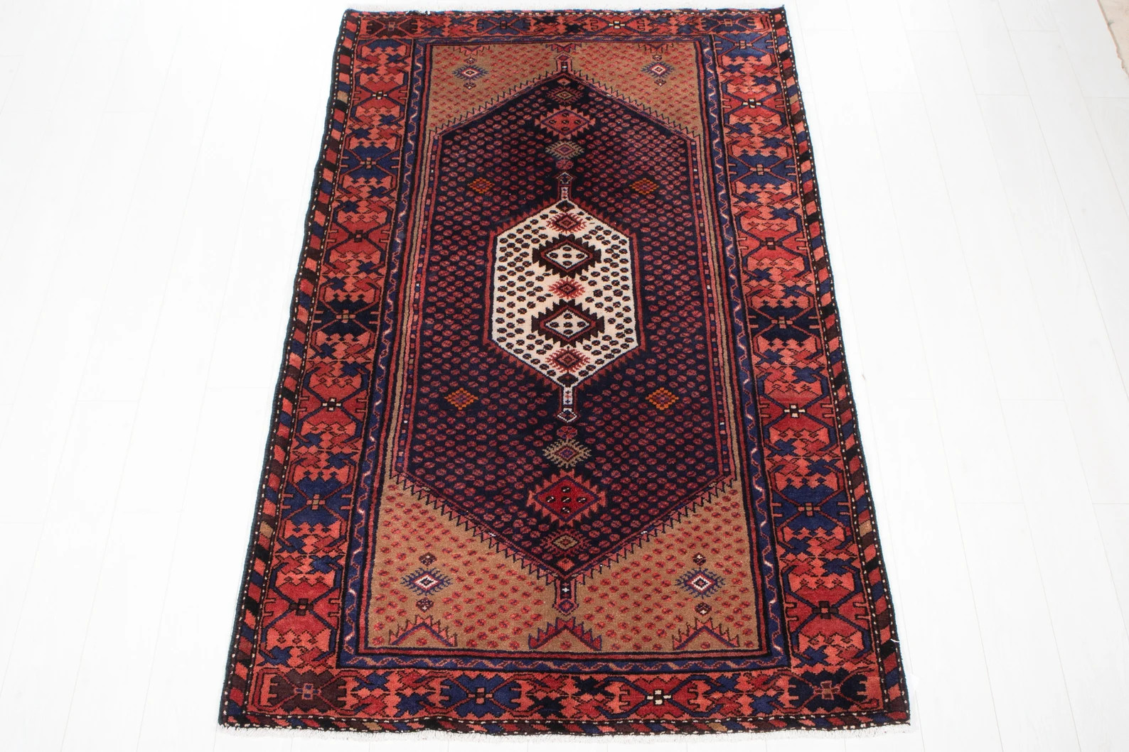 Excellent Vintage Rug 4x6 6' 7 X 4' 1 Navy Blue Brown Soft Collectible Turkish Area Rug 2861 - Et... | Etsy (US)