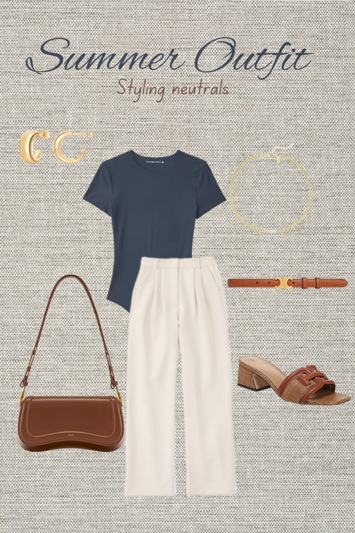 Summer outfit old money outfit navy brown cream sam Edelman sandals brown belt gold jewelry brown bag Abercrombie sloane pants 

#LTKsalealert #LTKstyletip #LTKFind