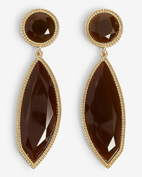 Brown Stone Drop Earrings | Express