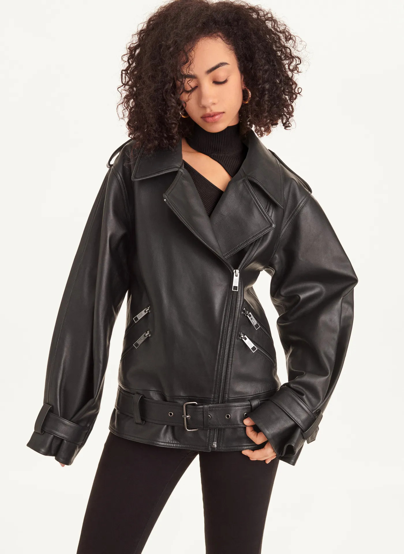 Long Sleeve Oversized Retro Moto Jacket - DKNY | DKNY