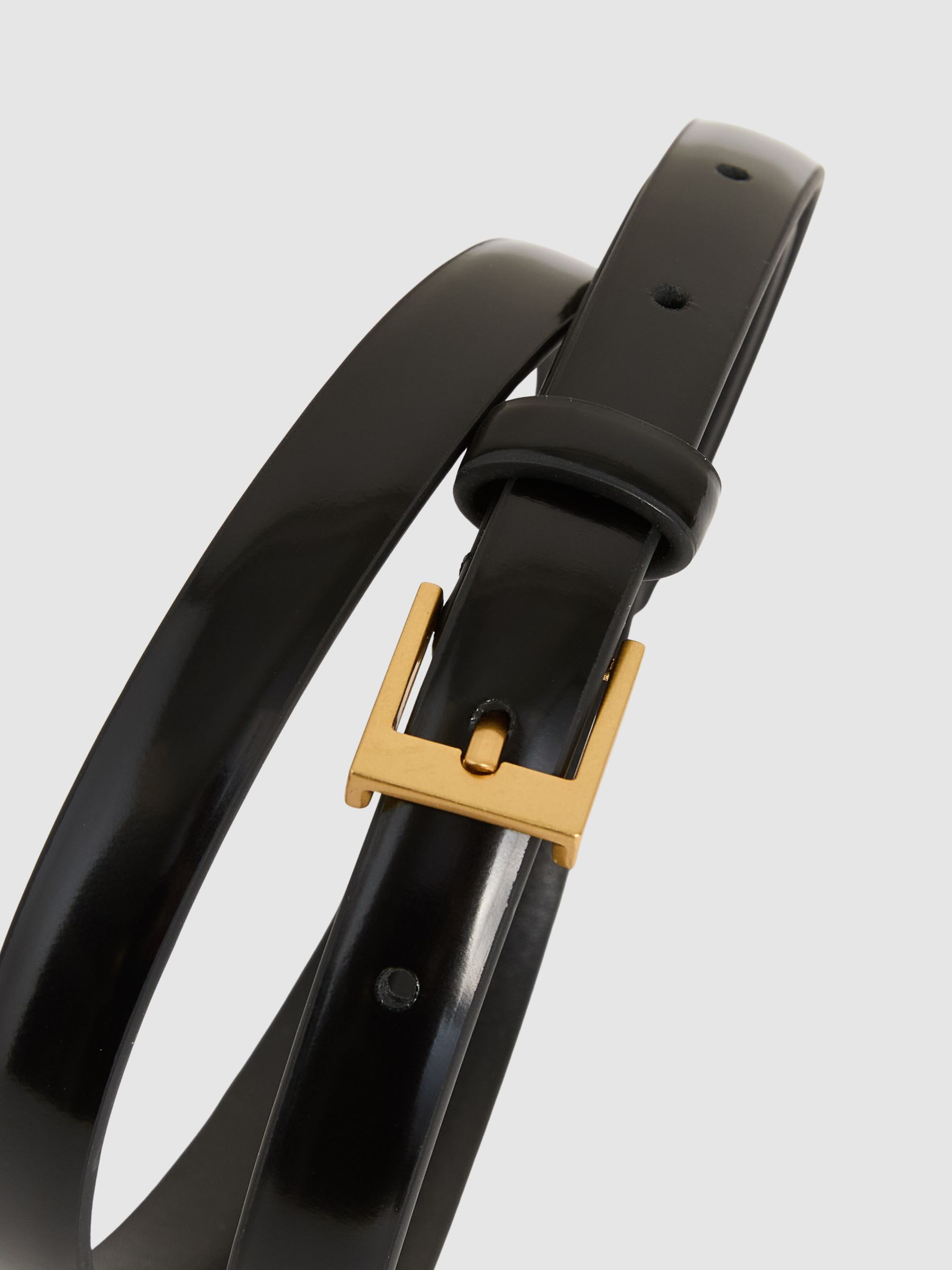 Reiss Thin Leather Belt in Black - REISS | Reiss UK