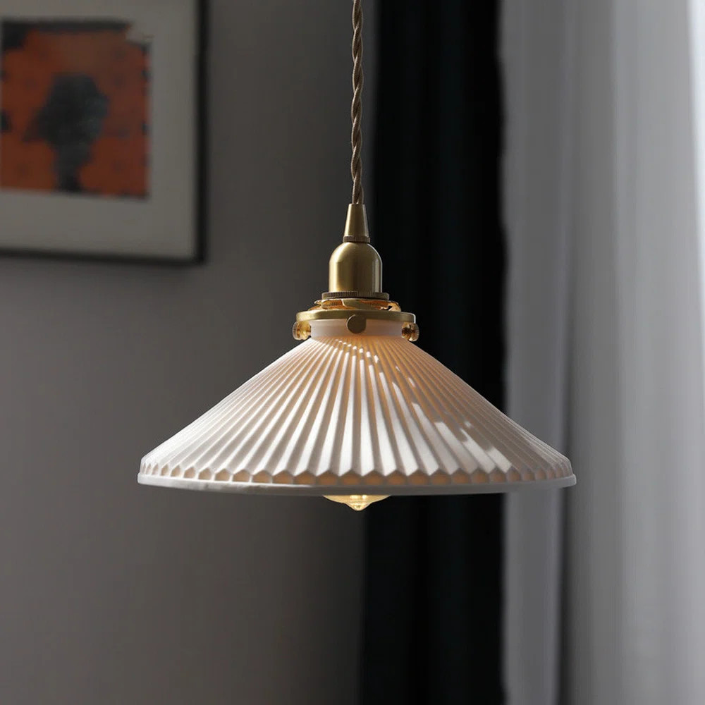 Eliase Simple Style Ceramics Pendant Lamp Brass Hanging Ceiling Light | Wayfair North America