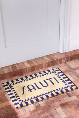 Saluti Geometric Border Printed Coir Doormat | Anthropologie (US)