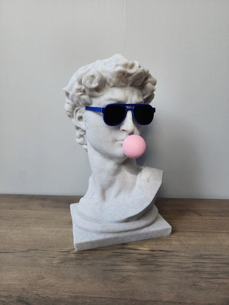 Michelangelo's David Bust with custom color glasses & Gum  |  David with gum | Pop Art | Etsy (US)