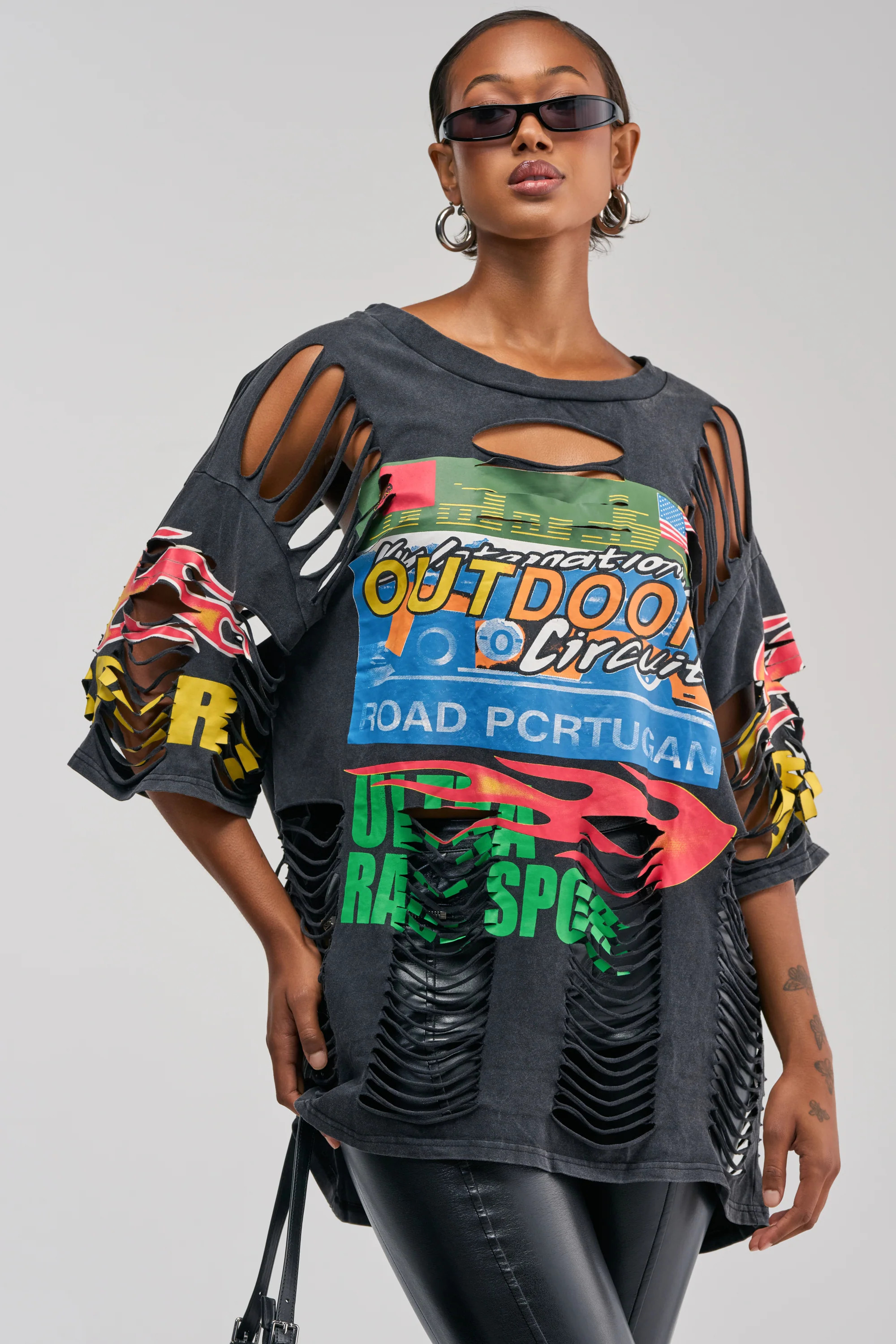 Distressed Graphic Oversized Tee, Drop Shoulder | AKIRA | AKIRA