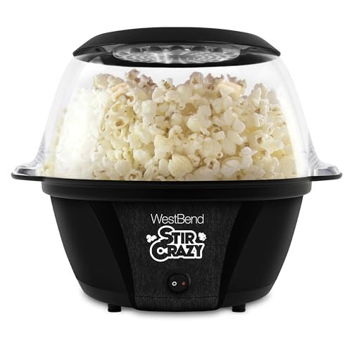 West Bend Stir Crazy Hot Oil Popcorn Popper, Popcorn Maker Machine with Large Serving Bowl Lid and Stirring Rod Perfect for Movie Night Snack Time or Parties, 6-Quart, Black | Amazon (US)