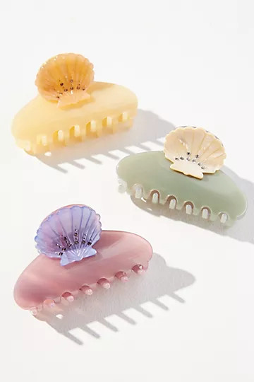 Set of Three Seashell Hair Clips | Anthropologie (US)