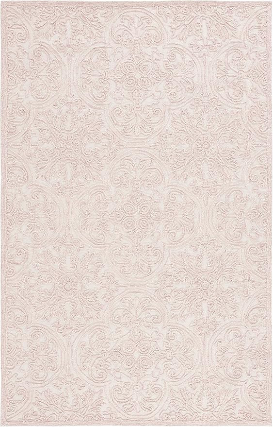 SAFAVIEH Trace Collection Accent Rug - 2'6" x 4', Ivory & Pink, Handmade Wool, Ideal for High Tra... | Amazon (US)