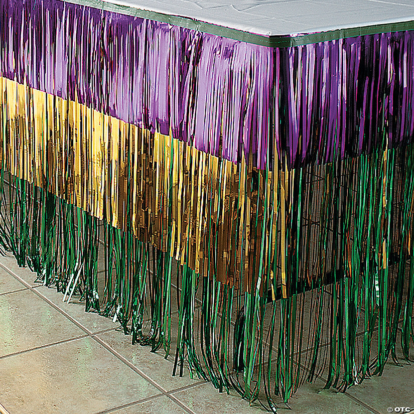 Tiered Mardi Gras Metallic Fringe Plastic Table Skirt | Oriental Trading Company