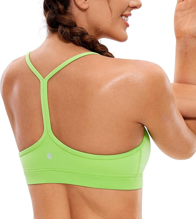 CRZ YOGA Womens Butterluxe Y Back Sports Bra - Padded Racerback Low Impact Spaghetti Thin Strap W... | Amazon (US)