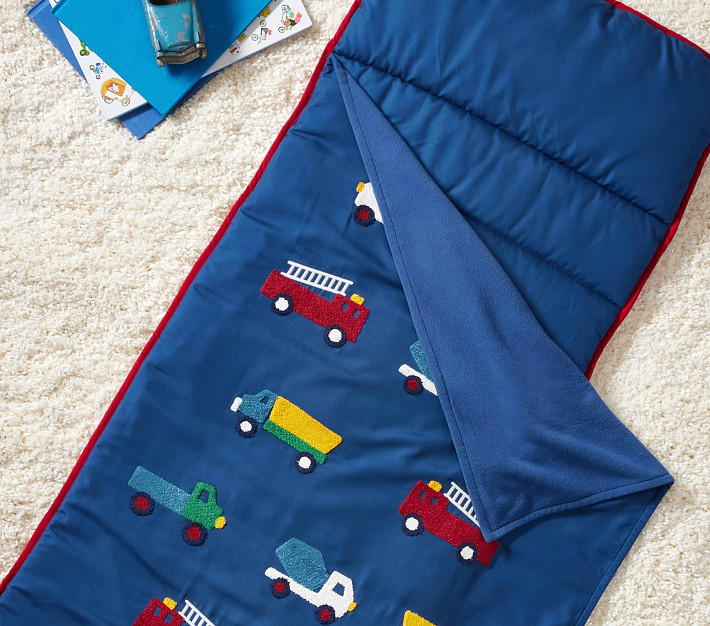 Mackenzie Blue Chenille Trucks Nap Mat | Pottery Barn Kids