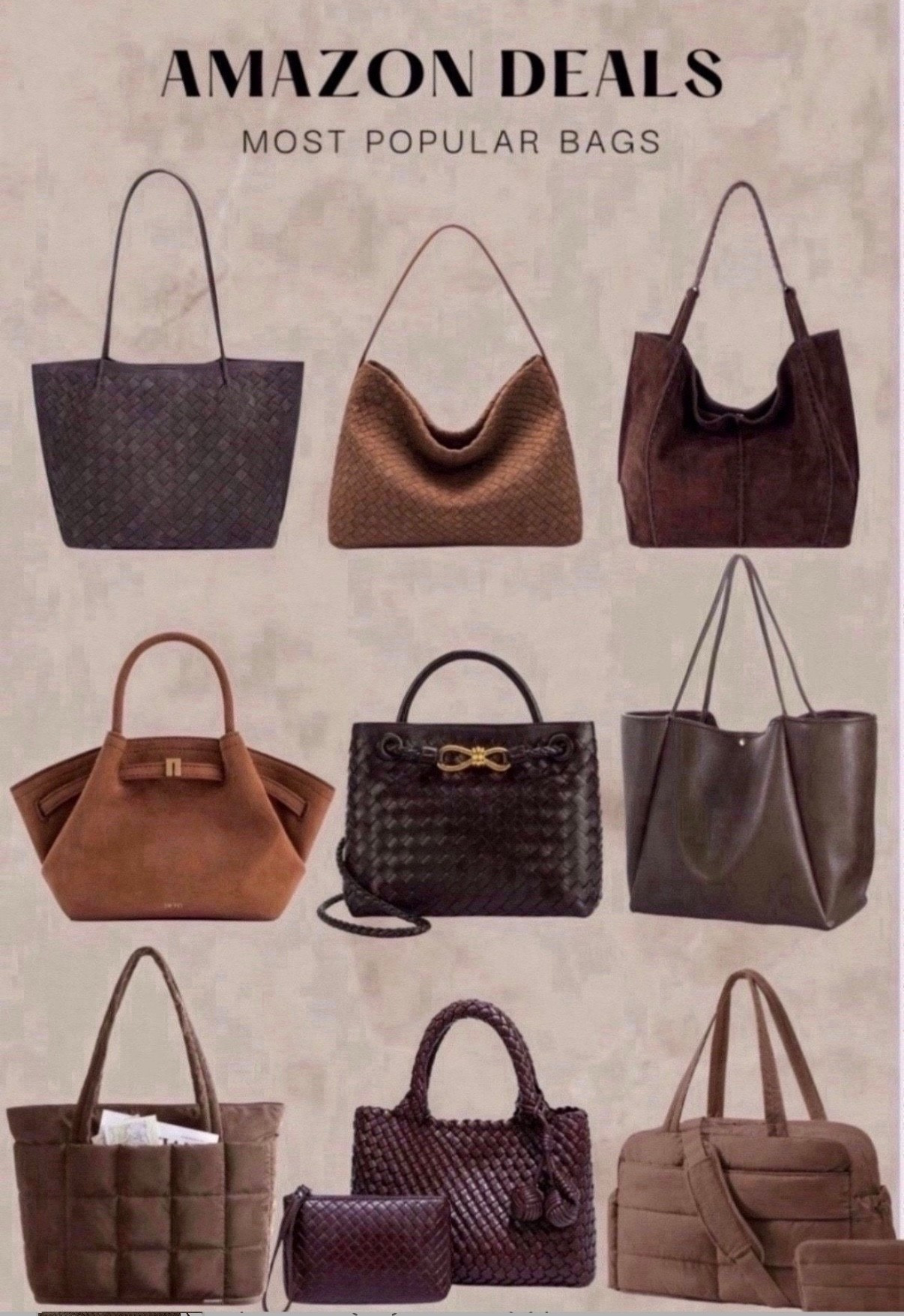 bestselling handbags 
tote bag 
brown aesthetic 






#amazonfashion #winterfashion #travelbag #workbag
