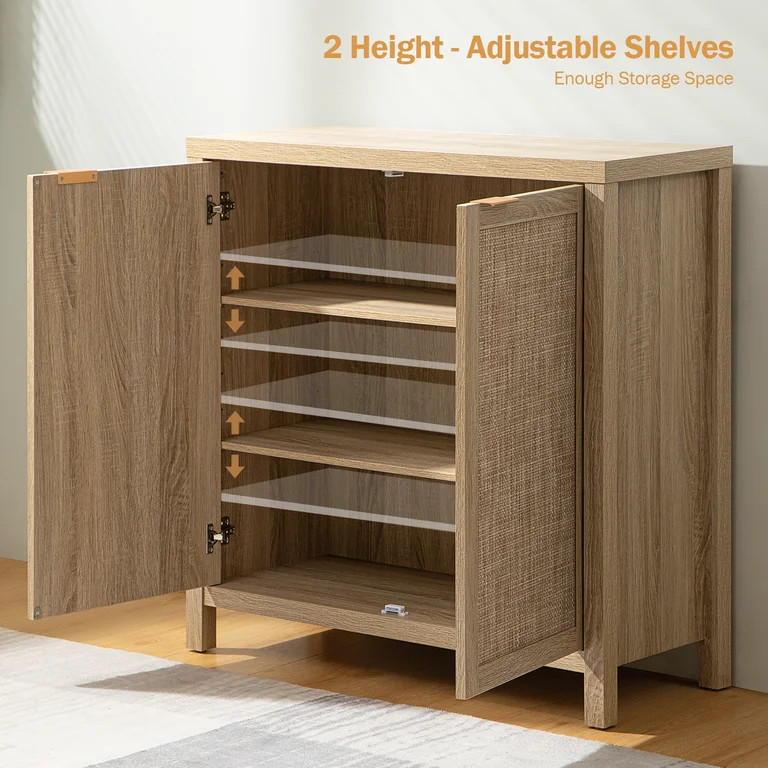 Sanspredet Sideboard Cabinet with Rattan Doors Farmhouse Sideboard Buffet Cabinet with Storage, C... | Walmart (US)