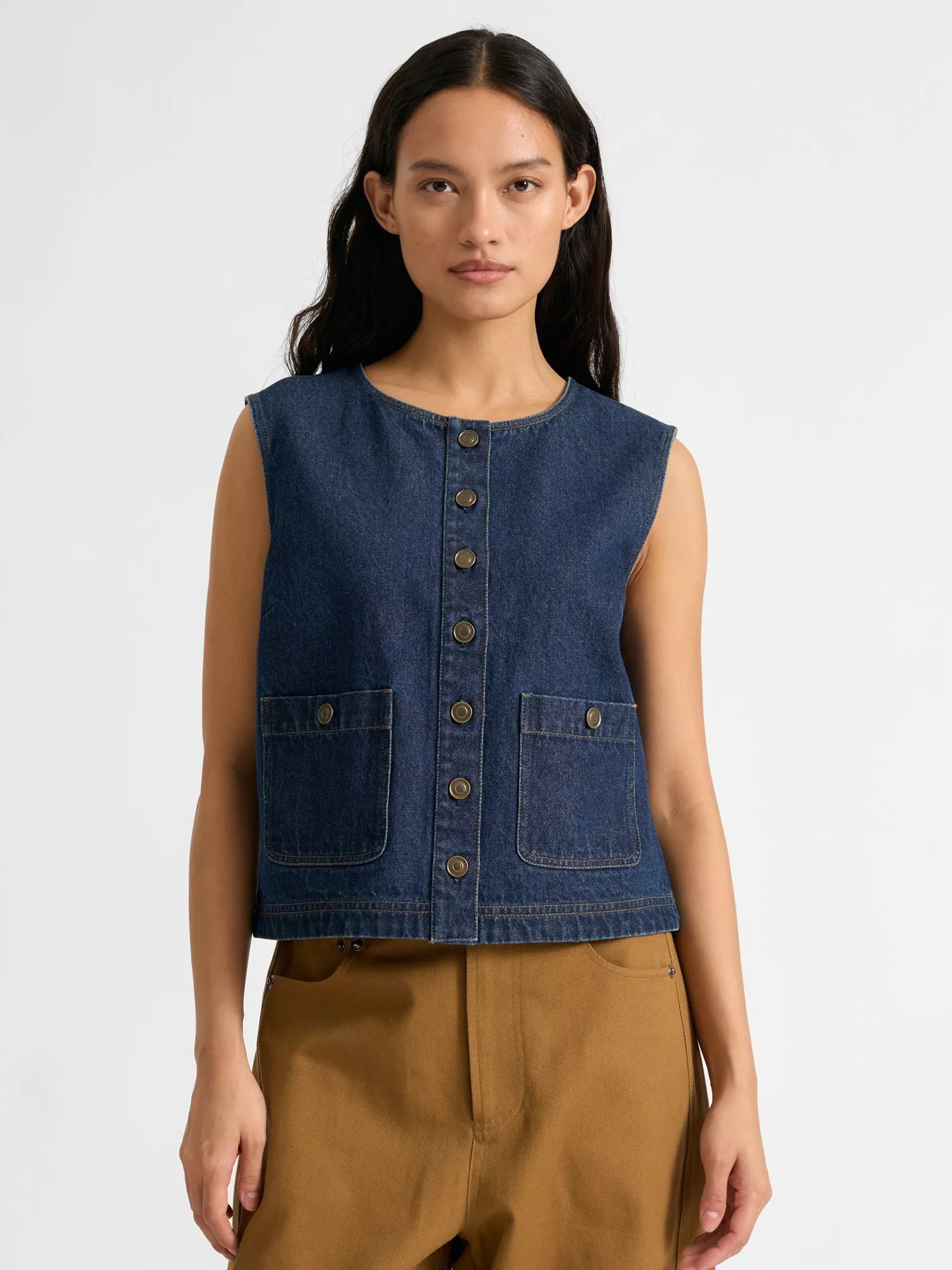 Albaray Button Denim Waistcoat, Indigo | John Lewis (UK)