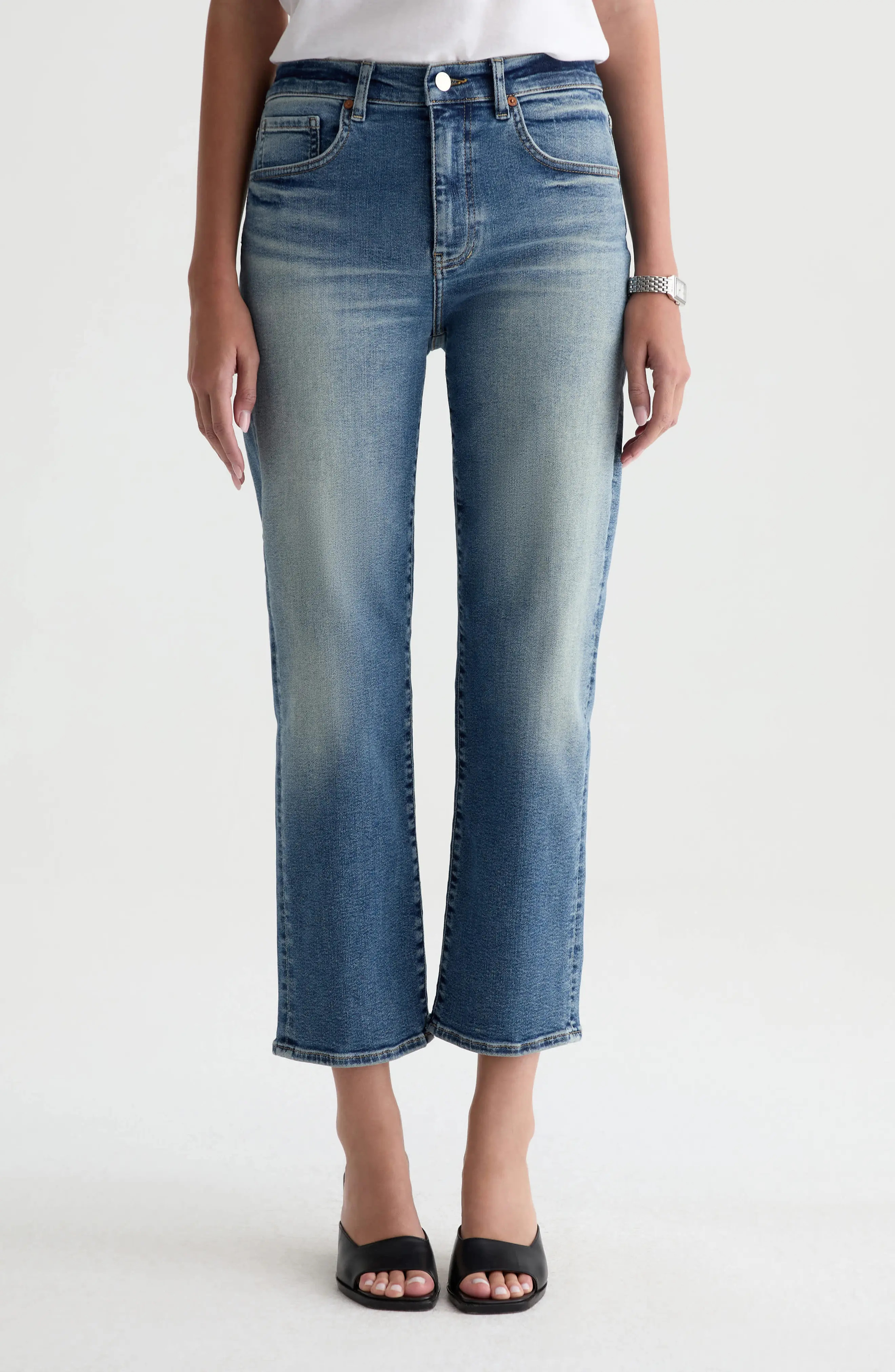 Brinley Mid Rise Crop Straight Leg Jeans (Women) | Nordstrom | Nordstrom