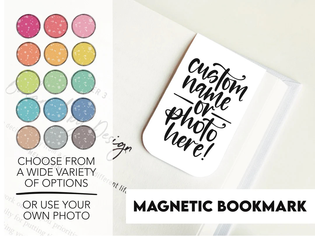 Custom Magnetic Bookmark, Hand-lettered Name Bookmark, Photo Bookmark, Book Lover, Planner Page M... | Etsy (US)