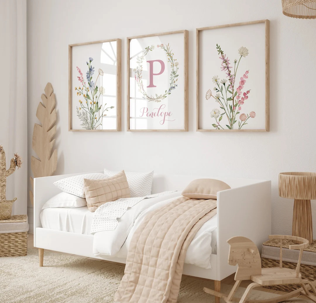 Custom Watercolor Wildflowers Nursery Decor, Botanical Prints - Etsy | Etsy (US)