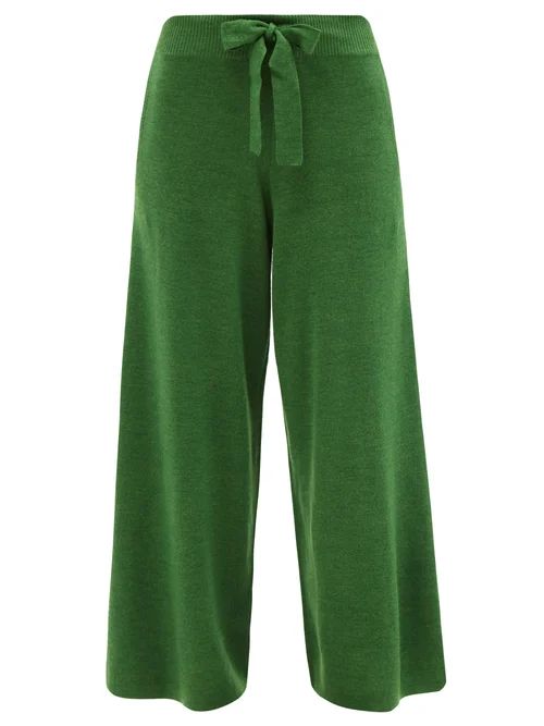 Staud - Muffet Wool-blend Wide-leg Trousers - Womens - Green | Matches (US)