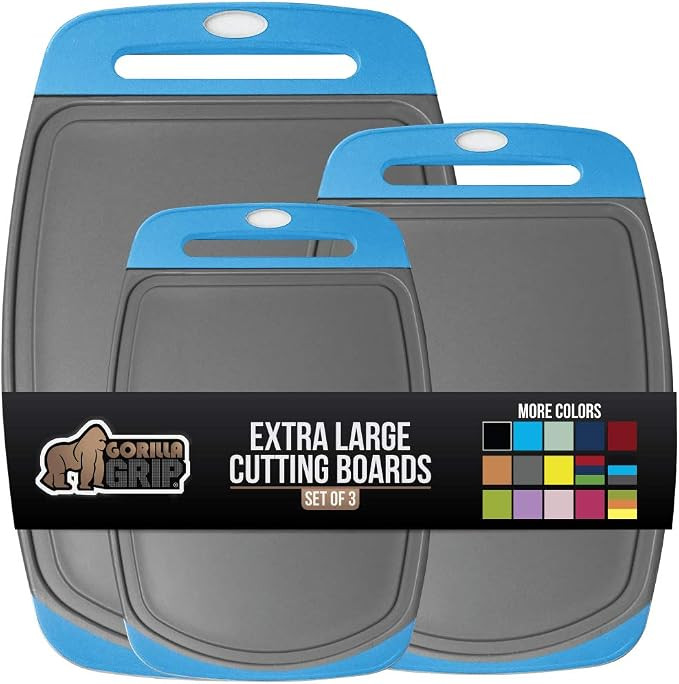 Gorilla Grip Oversized Cutting Board, 3 Piece, Easy Grip Handle, Juice Grooves, Non-Slip, Extra L... | Amazon (US)