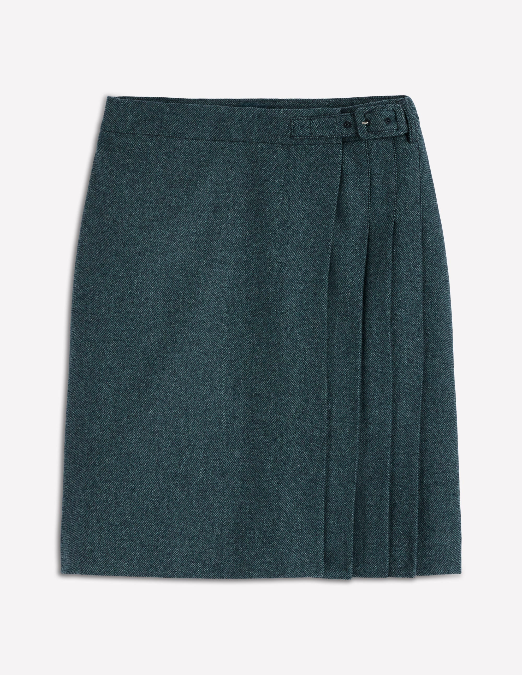 Helen Wool Kilt Skirt-Green and Navy Herringbone | Boden (US)