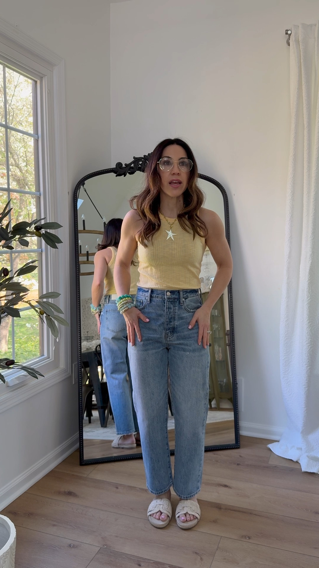 Pistola jeans, 20% offsite wide Jeans 26. Tanks Xs. Sandals tts. Jewelry code HOUSEOFLEO20. Glasses code TAMMY10AM. @Pistola Denim 

Straight leg jeans, cropped jeans

#LTKOver40 #LTKPetite #LTKSaleAlert
