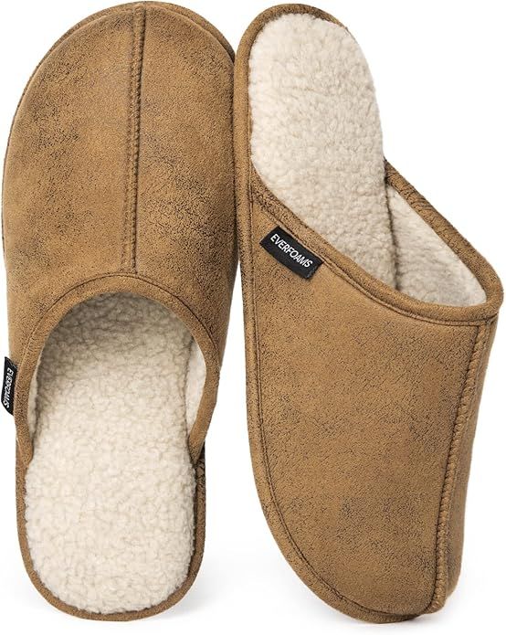 EverFoams Men's Suede Memory Foam House Indoor Slippers with Sherpa Lining | Amazon (CA)