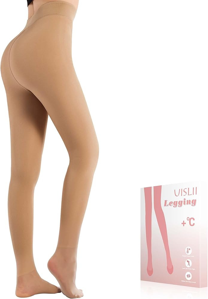 Fleece Lined Tights Women, Warm Pantyhose leggings Women,Fake Translucent Thermal Skin Colored Tights for Winter | Amazon (US)