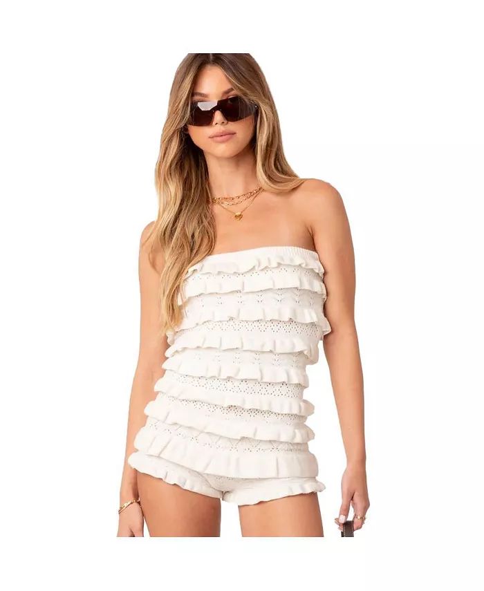 Women's Robin Ruffle Knit Romper | Macy's