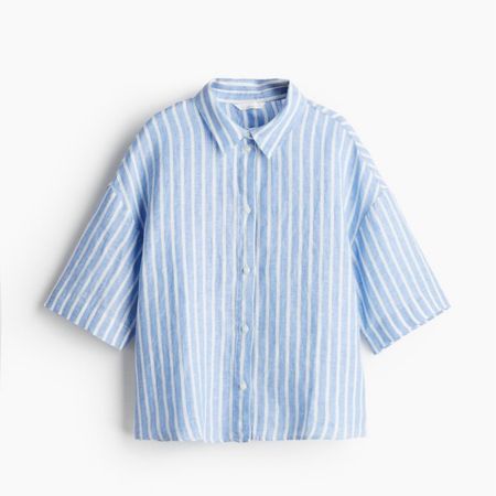 Blue and white striped linen shirt and shorts matching set 

#LTKfindsunder50 #LTKstyletip #LTKSeasonal